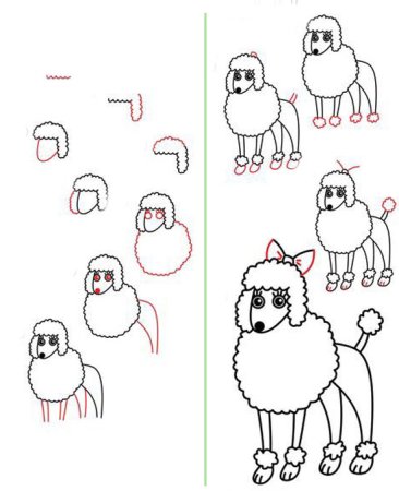 Поэтапное рисование щенка для детей