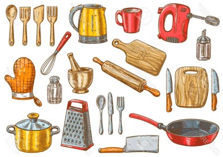 Кухонные приборы на прозрачном фоне