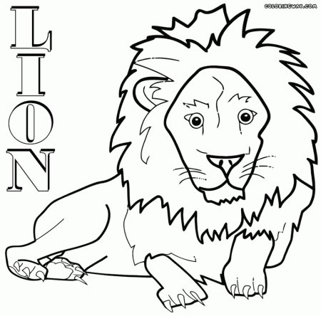 Lion рисунок для детей черно белый