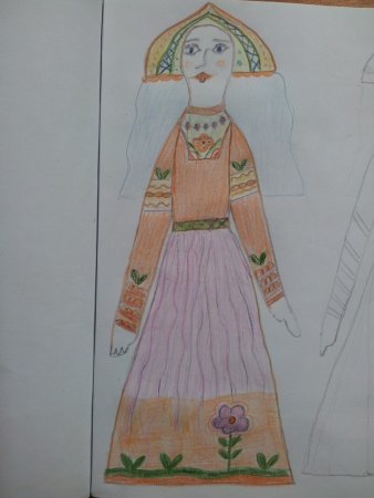 Эскиз русского народного праздничного костюма