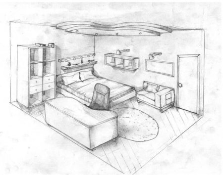 Интерьер комнаты чертеж