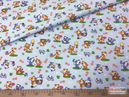 Ткань фланель кошечки