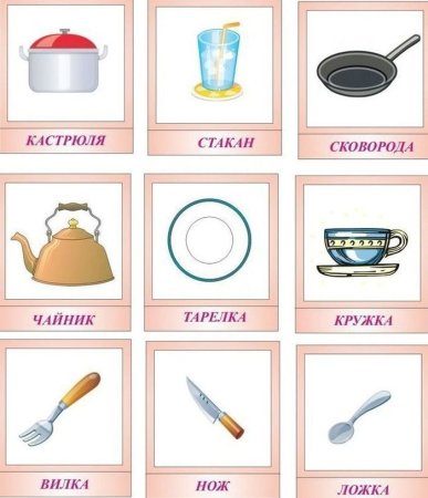 Посуда карточки для детей