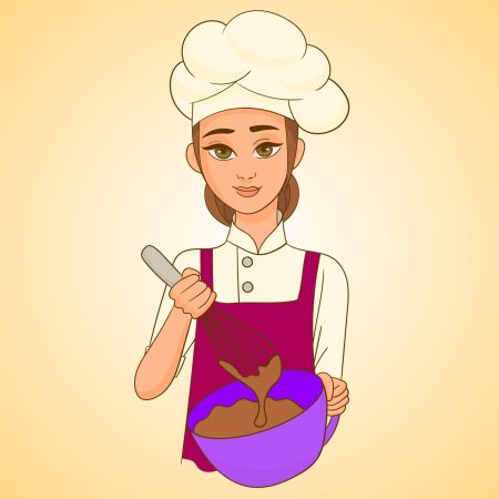 Повар женщина мультяшный