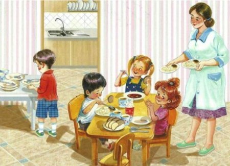 Картина дети обедают в детском саду