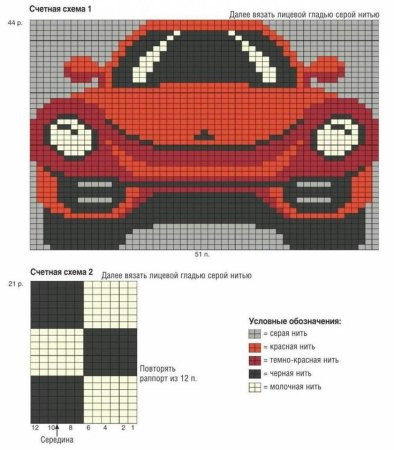 Схемы машинок для вязания спицами для детей