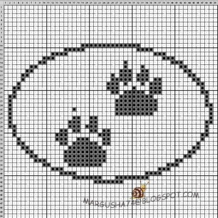 Кошачьи лапки схема для вязания