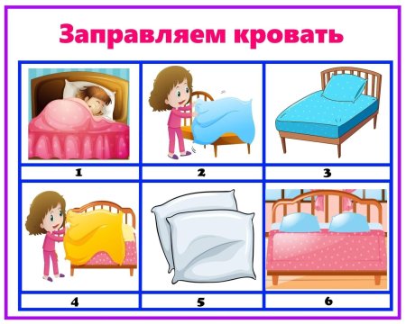 Алгоритмы заправления кровати для детей в детском саду в картинках