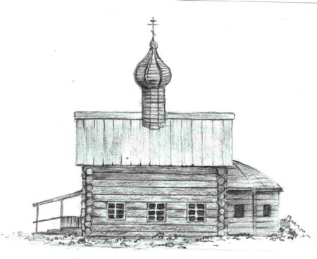 Деревянная Церковь карандашом