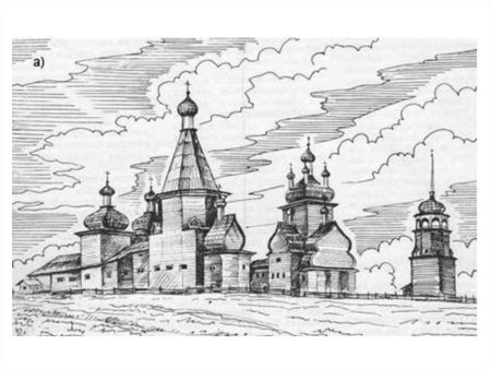 Церковь в графике деревянная