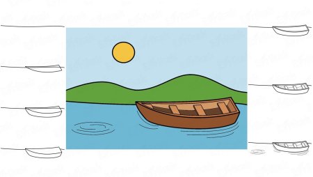 Поэтапное рисование лодки