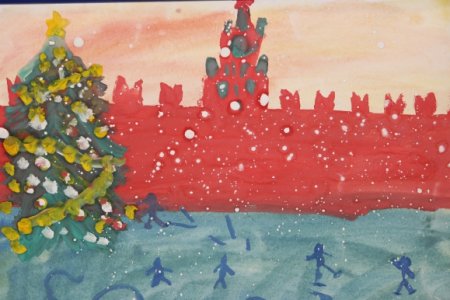 Новогодний Кремль детский рисунок