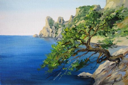 Крымский пейзаж живопись акварель