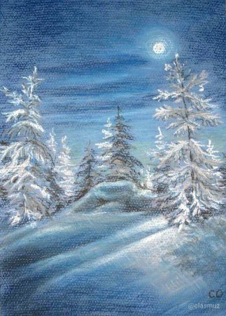 Зимний пейзаж пастелью сухой