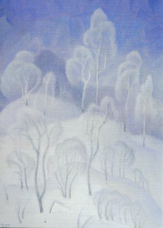 Рисование зимы красками