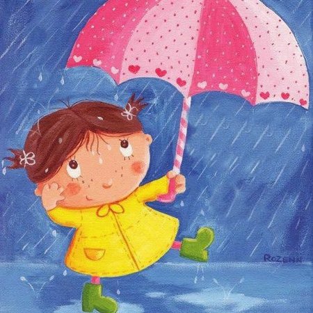 Дети под дождем живопись