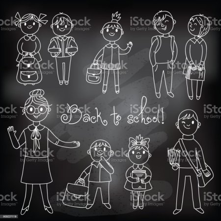 Меловые человечки на доске