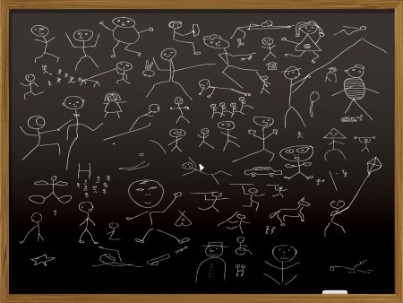 Человечки мелом на доске