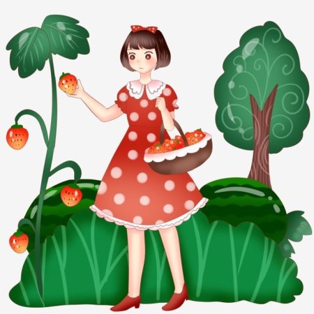 Девочка с корзинкой клубники