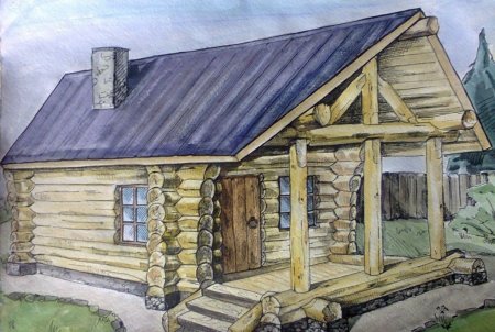 Рисунок русской избы снаружи