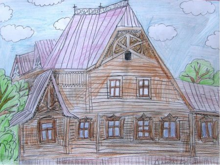 Рисование русской избы