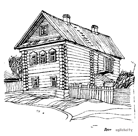 Русская изба рисунок сбоку