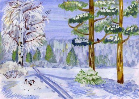 Зима рисунок для детей