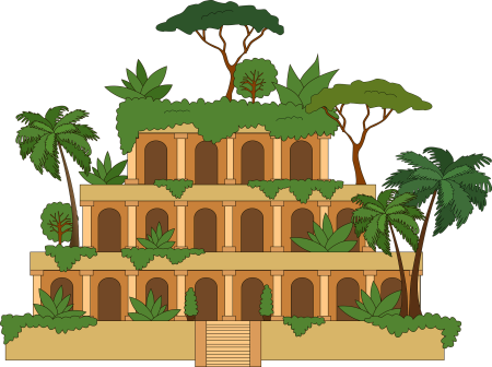 Висячие сады Семирамиды на белом фоне