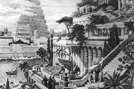 Сады Семирамиды в Вавилоне рисунок