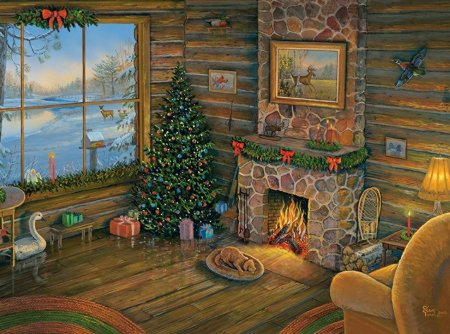 Рисунок детский к январь. У камелька