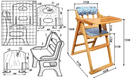 Детский стульчик для кормления трансформер деревянный чертеж