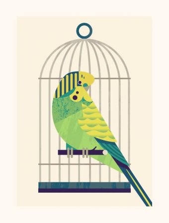 Попугай в клетке иллюстрация