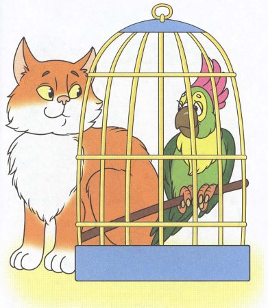 Домашние птицы в клетке