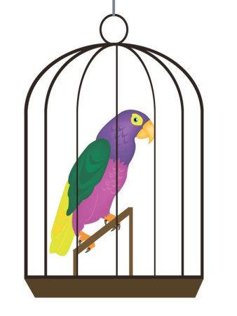 Попугай в клетке мультяшный