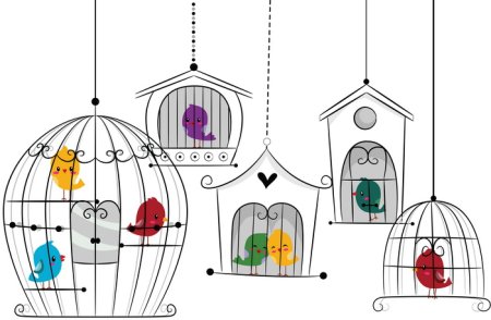 Клетка для птиц мультяшная