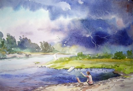 Гроза акварелью