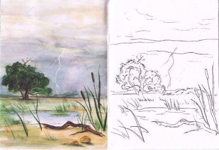 Рисование на тему гроза летом