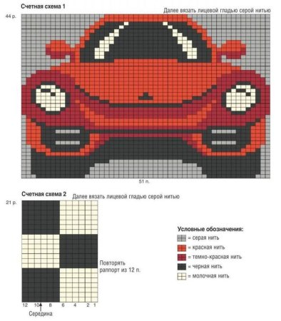 Джемпер вязаный детский с машинками