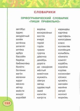 Русский язык Климанова 2 класс словарные слова