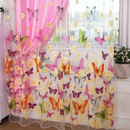 Тюлевые занавески с бабочками