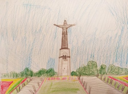 Детский рисунок монумент матери покровительнице город Чебоксары