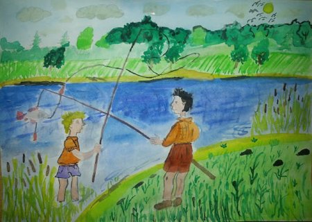 Рисунок на тему рыбалка