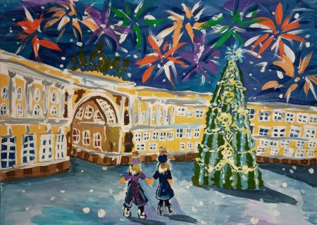 Новогодняя площадь рисунок