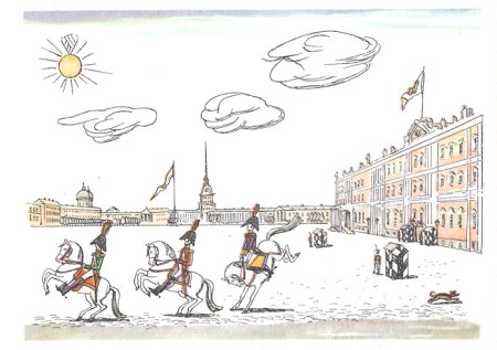 Силуэт зимнего дворца в Санкт Петербурге