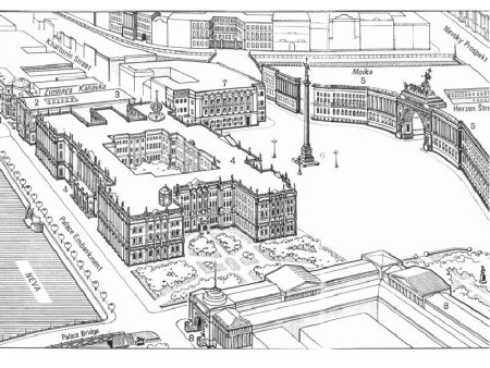 Дворцовая площадь в Санкт-Петербурге акварель