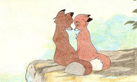 Собака и лиса рисунок