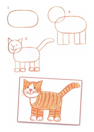 Схема рисования котенка для детей