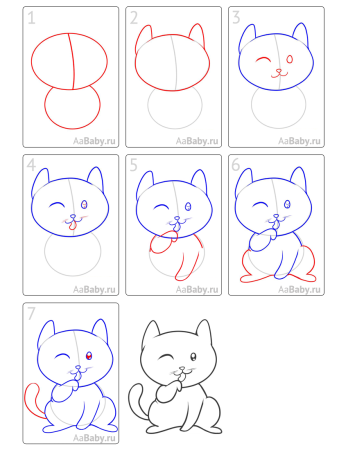 Котенок пошагово