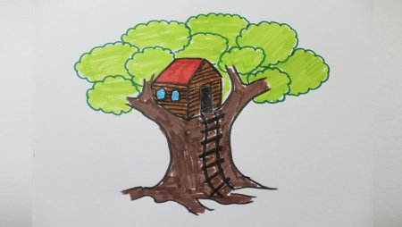 Рисование дом и дерево для ребенка