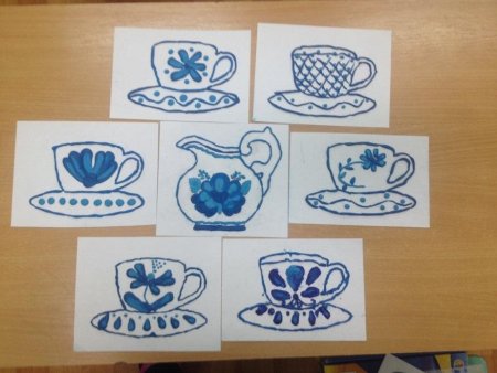 Гжельская роспись подготовительная группа рисование